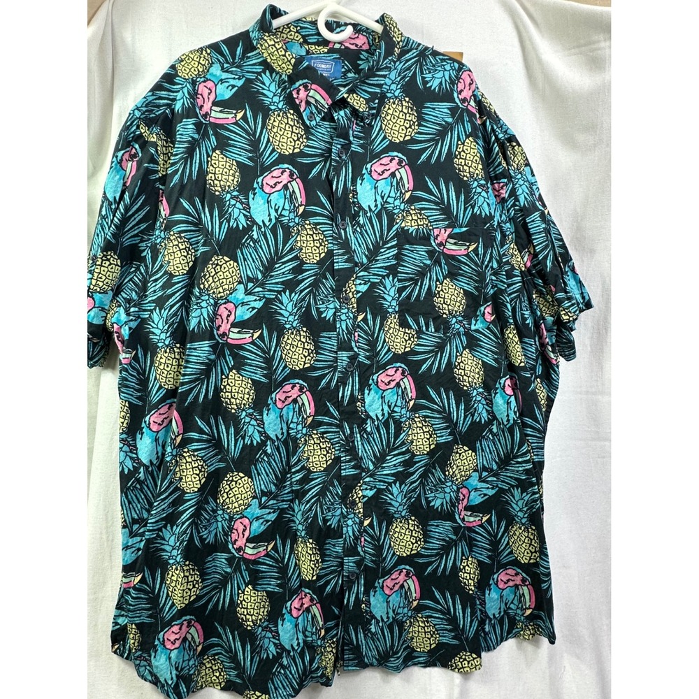 Foundry Shirt Men 4XL‎ XXXXL Tall Green leaf Yellow Pineapple Hawaiian Beach - Picture 10 of 10
